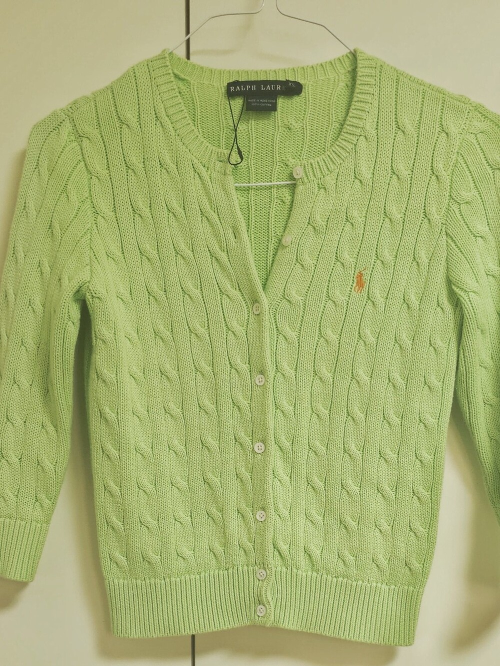NWOT Polo Ralph Lauren Women’s Green Cable-Knit Cotton  Summer Cardigan Size XS